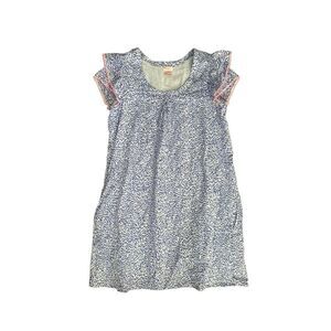 Persifor Clare Flutter Sleeve Shift Mini Dress Blue Wildside Animal Print S